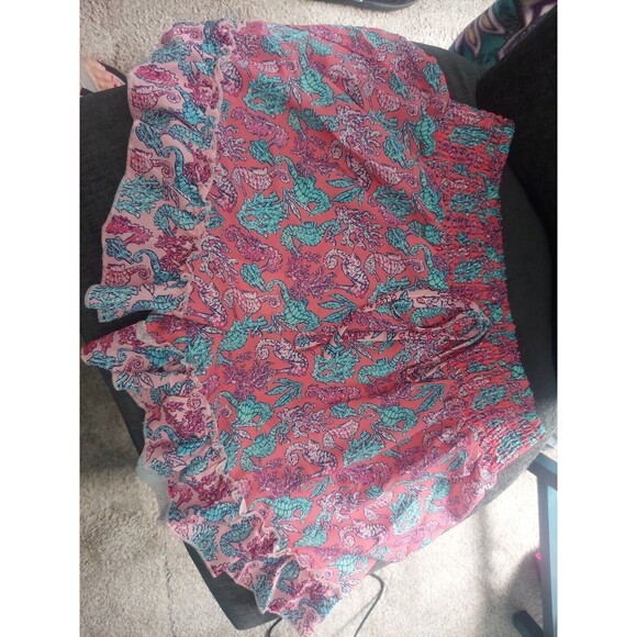 ! Simply Southern Seahorses & Coral Ruffles Elastic Waist  Shorts Size 0/S NWT - Picture 1 of 7